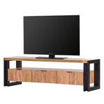 Tv-meubel Galvan I massief acaciahout - acaciahout/zwart