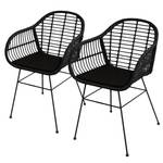 Sedia da giardino KALO set da 2 Rattan sintetico / Acciaio - Nero