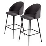 Chaises de bar Finley (lot de 2) Tissu / Acier inoxydable - Gris / Noir