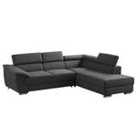 Ecksofa Swain Webstoff - Anthrazit - Longchair davorstehend rechts - Schlaffunktion