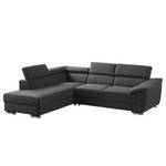 Ecksofa Swain Webstoff - Anthrazit - Longchair davorstehend links - Schlaffunktion