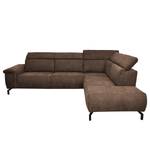 Ecksofa Lemay Webstoff - Braun - Ottomane davorstehend rechts