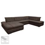 Wohnlandschaft Lemley Webstoff - Espresso - Longchair davorstehend links - Schlaffunktion