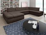 Wohnlandschaft Lemley Webstoff - Espresso - Longchair davorstehend links - Schlaffunktion