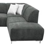 Boxspring-Ecksofa Tyner Flachgewebe - Anthrazit - Ottomane davorstehend rechts - Keine Funktion