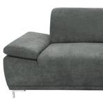 Boxspring-Ecksofa Tyner Flachgewebe - Anthrazit - Ottomane davorstehend rechts - Keine Funktion