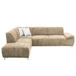 Boxspring-Ecksofa Tyner Flachgewebe - Cappuccino - Ottomane davorstehend links - Keine Funktion