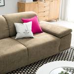 Boxspring-Ecksofa Tyner Flachgewebe - Cappuccino - Ottomane davorstehend links - Sitztiefenverstellung