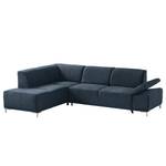 Boxspring-Ecksofa Tyner Flachgewebe - Marineblau - Ottomane davorstehend links - Sitztiefenverstellung