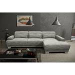 Boxspring-Ecksofa Ripton Strukturstoff - Grau - Longchair davorstehend rechts - Keine Funktion