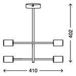 Plafondlamp Black Steel ijzer - 4 lichtbronnen