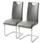 Chaises cantilever Nevia I Imitation cuir / Métal - Chrome - Cuir synthétique Aleli: Gris - Lot de 2