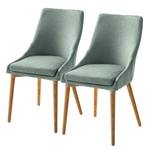 Eetkamerstoelen Brea (set van 2) geweven stof/massief essenhout - essenhout - Mintgroen