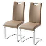 Freischwinger Nevia I Kunstleder / Metall - Chrom - Kunstleder Aleli: Taupe - 2er Set