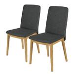 Eetkamerstoelen Bofasa (set van 2) geweven stof/massief eikenhout - eikenhout - Antraciet