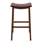 Tabouret de bar Bourbourg Cuir tressé / Teck massif - marron cognac / Teck