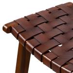 Barhocker Bourbourg Echtleder / Teakholz massiv - Cognacbraun / Teak