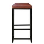 Tabouret de bar Woodson Cuir véritable / Métal -Marron cognac / Noir