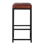 Tabouret de bar Woodson Cuir véritable / Métal -Marron cognac / Noir