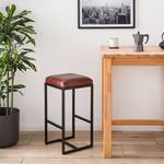 Tabouret de bar Woodson Cuir véritable / Métal -Marron cognac / Noir