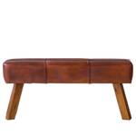 Sitzbank Turnbock I Echtleder / Teakholz massiv - Cognacbraun / Teak - Breite: 112 cm