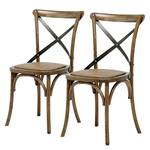 Chaises Dahab (lot de 2) Rotin / Bouleau massif - rotin - Marron vintage