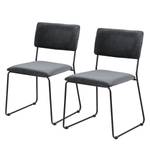 Eetkamerstoelen Paulista (set van 2) fluweel/ijzer - zwart - Donkergrijs