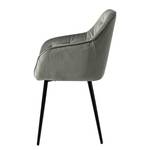 Chaise à accoudoirs Tilly Velours / Métal - Noir - Velours Vilda: Gris - 1 chaise