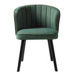 Chaise capitonnée Sollia Tissu / Hêtre massif - Noir - Vert