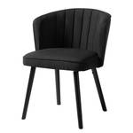 Chaise capitonnée Sollia Tissu / Hêtre massif - Noir - Noir