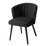 Chaise capitonnée Sollia Tissu / Hêtre massif - Noir - Noir