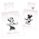 Beddengoed Minnie Mouse Sketch Katoen - wit/roze - 135x200cm + kussen 80x80cm