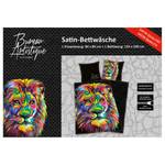Parure de lit lion Bureau Artistique Coton - Noir / Multicolore - 135 x 200 cm + oreiller 80 x 80 cm