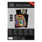 Beddengoed Bureau Artistique Leeuw katoen - zwart/meerdere kleuren - 155x220cm + kussen 80x80cm