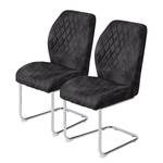 Chaises cantilever Flavin (lot de 2) Microfibre / Métal - Chrome - Noir vintage