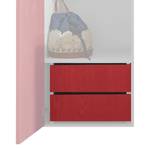 Bloc tiroirs pour pont de lit Façades des tiroirs : rouge / corps :  blanc