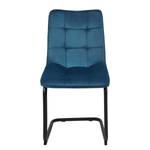 Chaise cantilever Seline Microfibre/ Acier - Noir - Bleu pétrole - Lot de 2