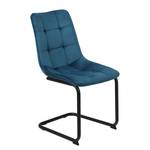 Chaise cantilever Seline Microfibre/ Acier - Noir - Bleu pétrole - Lot de 2