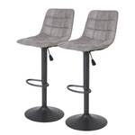 Chaises de bar Sevid (lot de 2) Microfibre / Acier - Anthracite - Limon vintage