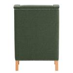 Fauteuil Mirina I fluweel - Geweven stof Ala: Groen - Beige