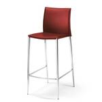 Chaise de bar myALTO Fibre de cuir / Acier - Chrome - Rouge brique