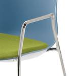 Chaise à accoudoirs myPRIMO II Tissage à plat / Matière plastique - Chrome -  Gris pigeon / Vert kiwi
