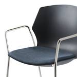 Chaise à accoudoirs myPRIMO II Tissage à plat / Matière plastique - Chrome - Anthracite / Bleu jean