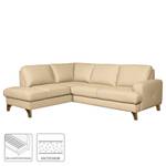 Ecksofa London Echtleder / Kunstleder - Warmes Beige - Ottomane davorstehend links - Keine Funktion