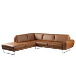 Ecksofa Kerman Echtleder - Cognac - Ottomane davorstehend links