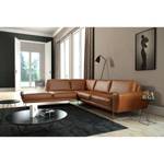 Ecksofa Kerman Echtleder - Cognac - Ottomane davorstehend links