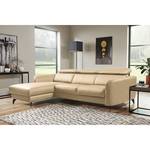 Ecksofa Leary Echtleder - Warmes Beige - Longchair davorstehend links - Relaxfunktion