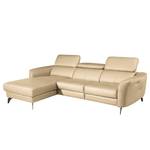 Ecksofa Leary Echtleder - Warmes Beige - Longchair davorstehend links - Relaxfunktion