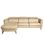 Ecksofa Leary Echtleder - Warmes Beige - Longchair davorstehend links - Relaxfunktion