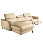 Ecksofa Leary Echtleder - Warmes Beige - Longchair davorstehend links - Relaxfunktion